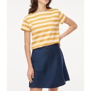 J.Crew ** Striped button-shoulder boatneck tee Yellow Gold Button Shoulder NEW